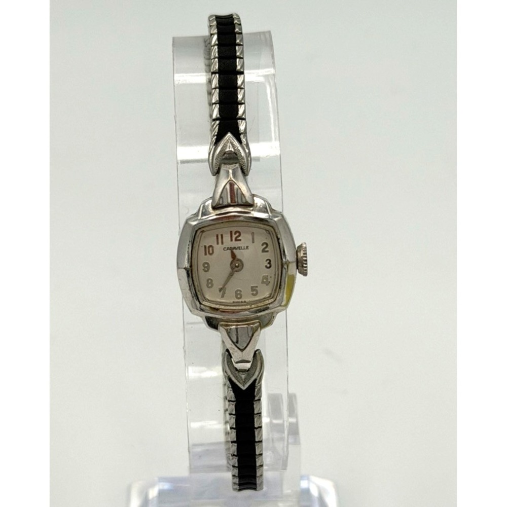 Vintage Caravelle N7 Ladies Swiss Watch Silver Tone Expansion Band Runs
